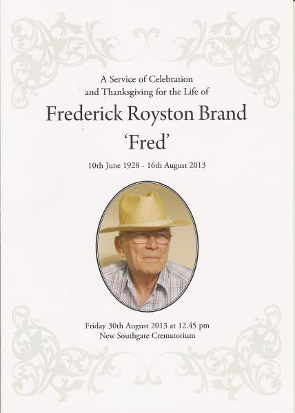 Remembrance Service Fred Brand-back