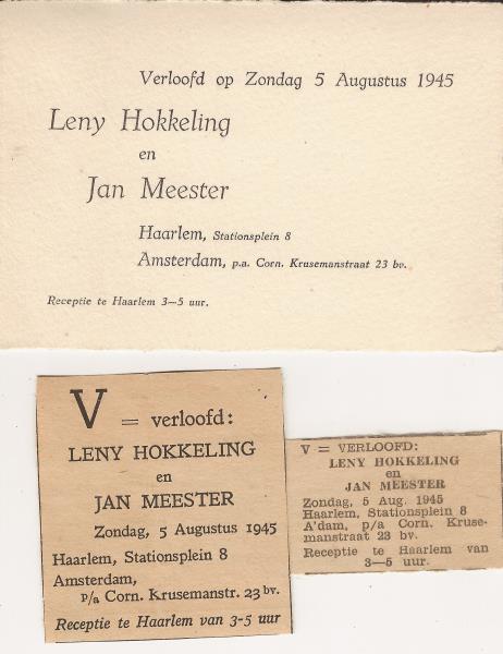 Verloving Leny en Jan 1945