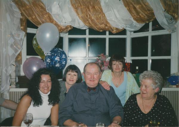 Jims 70th party Sandra, Ailsa, Jim, Linda and Anne